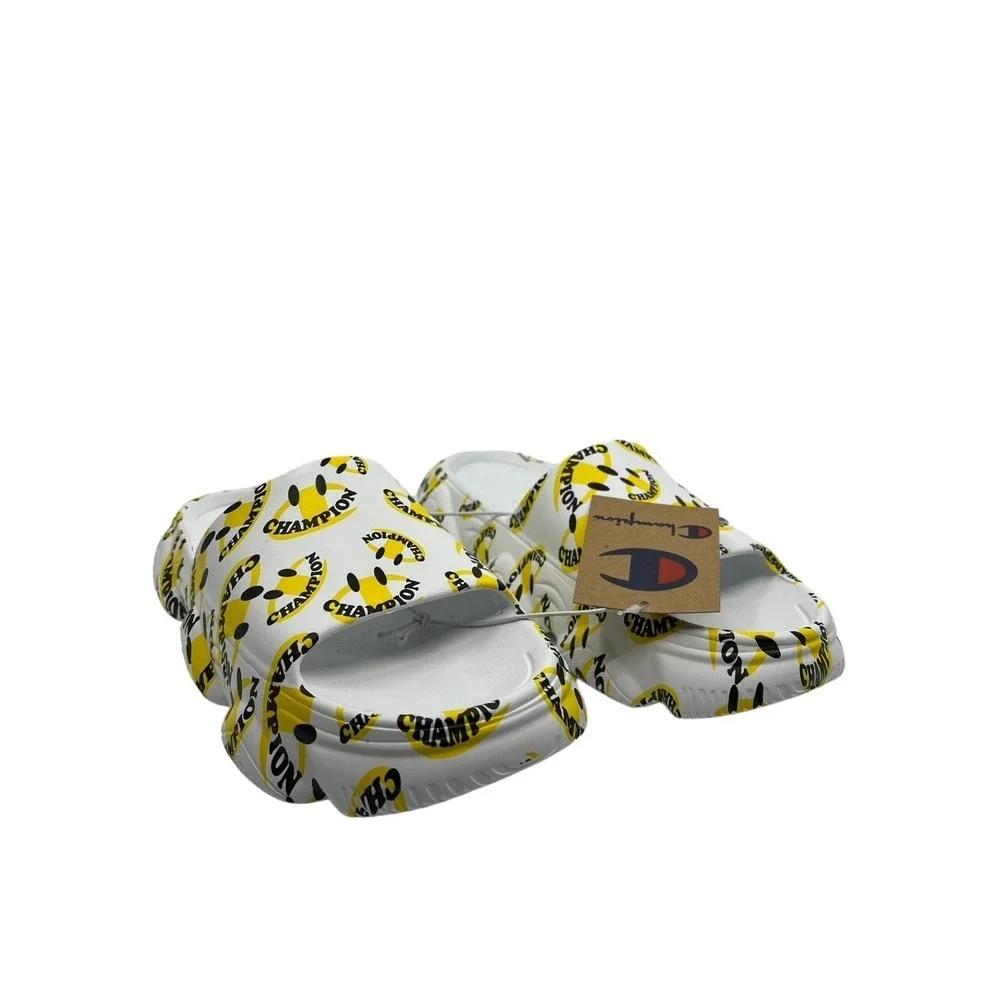Champion Men's Meloso Squish Smile‎ Slides Size 10 Smiley Face Sandals New